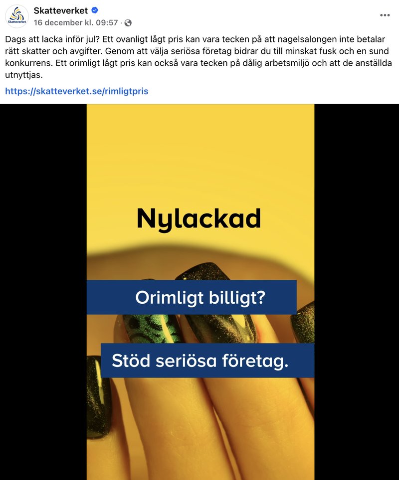 Foto: Skärmavbild Facebook/Skatteverket Foto: Skärmavbild Facebook/Skatteverket